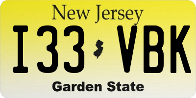 NJ license plate I33VBK