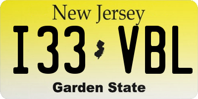 NJ license plate I33VBL