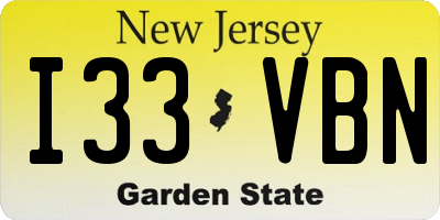 NJ license plate I33VBN