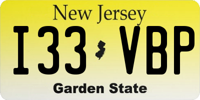 NJ license plate I33VBP