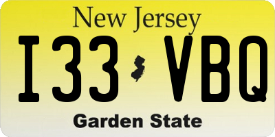 NJ license plate I33VBQ