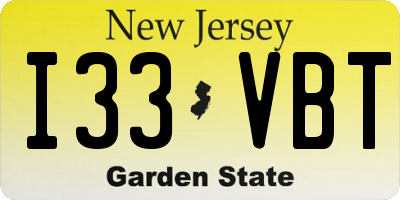 NJ license plate I33VBT