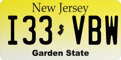 NJ license plate I33VBW