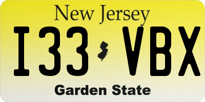 NJ license plate I33VBX