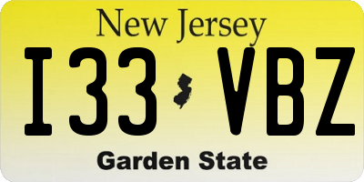 NJ license plate I33VBZ