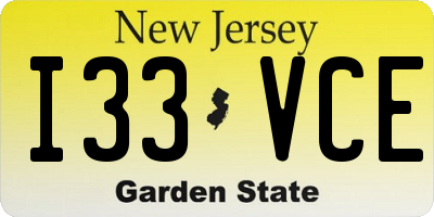 NJ license plate I33VCE