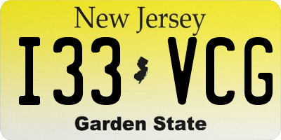 NJ license plate I33VCG