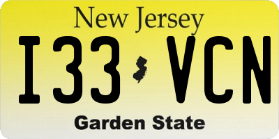 NJ license plate I33VCN