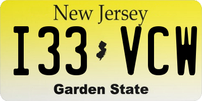 NJ license plate I33VCW