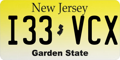 NJ license plate I33VCX
