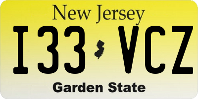 NJ license plate I33VCZ
