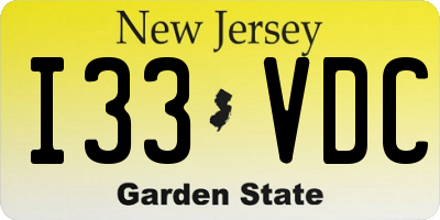 NJ license plate I33VDC