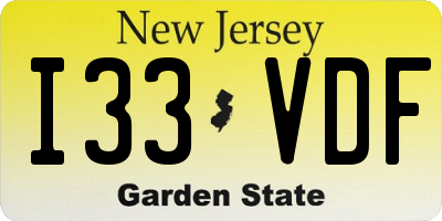 NJ license plate I33VDF