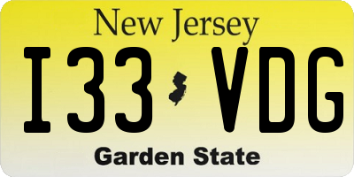 NJ license plate I33VDG