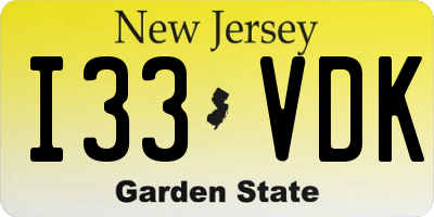 NJ license plate I33VDK