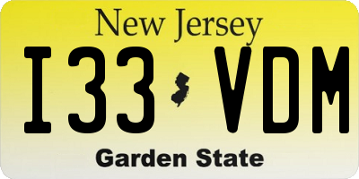 NJ license plate I33VDM