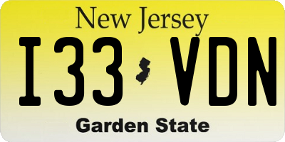 NJ license plate I33VDN