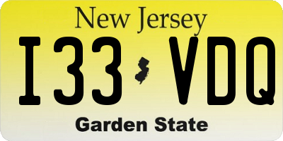 NJ license plate I33VDQ