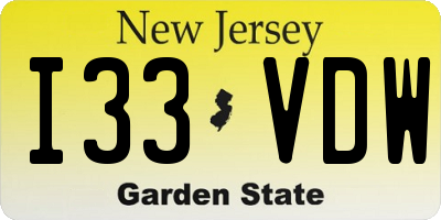 NJ license plate I33VDW