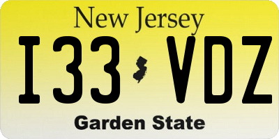 NJ license plate I33VDZ
