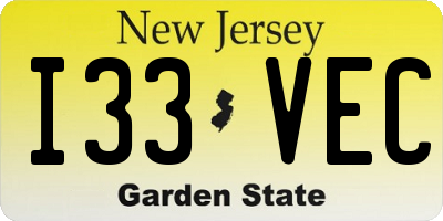 NJ license plate I33VEC