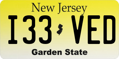 NJ license plate I33VED