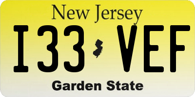 NJ license plate I33VEF