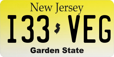 NJ license plate I33VEG