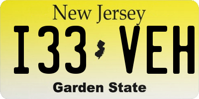 NJ license plate I33VEH