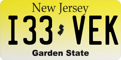 NJ license plate I33VEK