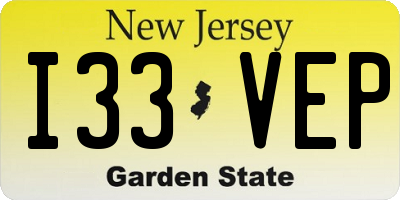 NJ license plate I33VEP
