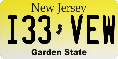 NJ license plate I33VEW
