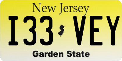 NJ license plate I33VEY