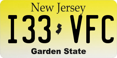 NJ license plate I33VFC