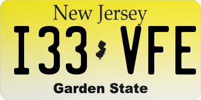 NJ license plate I33VFE