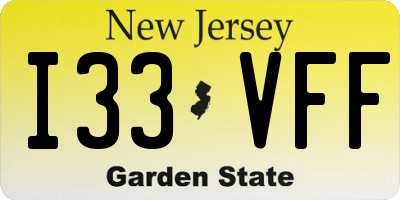 NJ license plate I33VFF