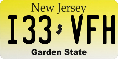 NJ license plate I33VFH