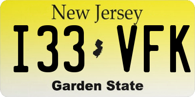 NJ license plate I33VFK