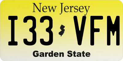 NJ license plate I33VFM