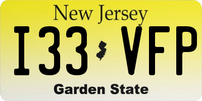 NJ license plate I33VFP