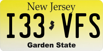 NJ license plate I33VFS