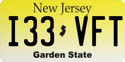 NJ license plate I33VFT
