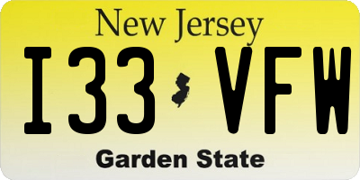 NJ license plate I33VFW