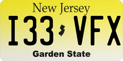 NJ license plate I33VFX