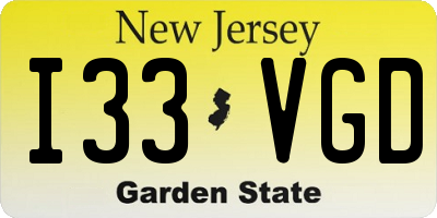 NJ license plate I33VGD