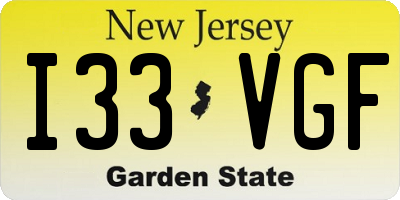 NJ license plate I33VGF