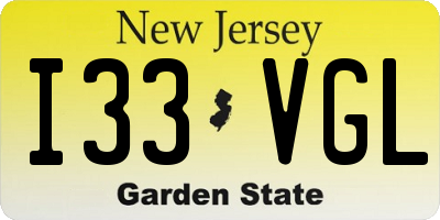 NJ license plate I33VGL