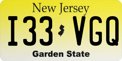 NJ license plate I33VGQ