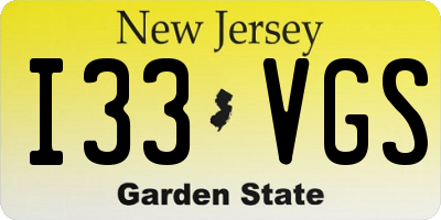 NJ license plate I33VGS