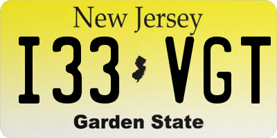 NJ license plate I33VGT